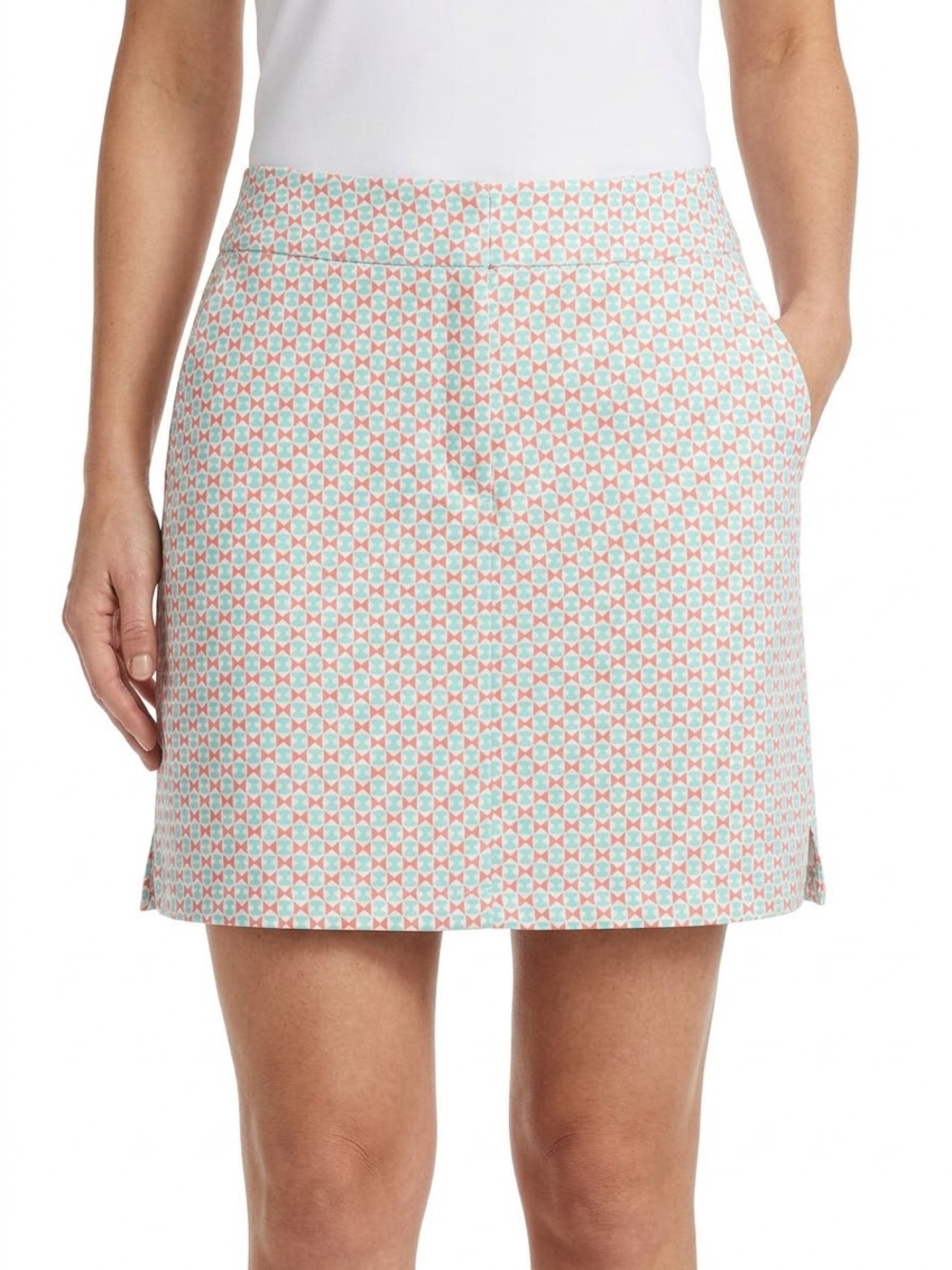 IZOD Golf Skort Women’s 8 Pink Mint Geometric Stretch Tennis Pickleball